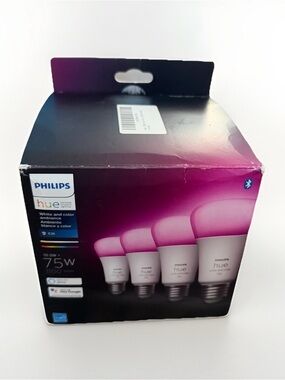 4  Philips Hue White Color Ambiance 75W LED Smart Bulb A19 E26, 1100 Lumens